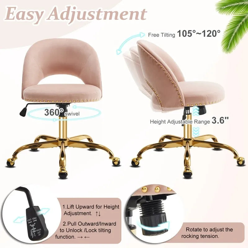 Bureau et chaise de bureau à domicile mignons et modernes en tissu avec roulettes