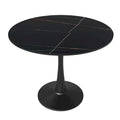 Table à manger ronde avec plateau en pierre frittée et piètement noir