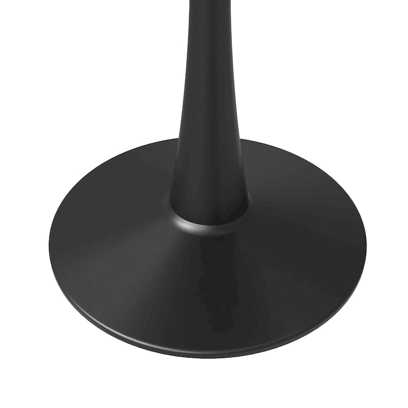 Table à manger ronde avec plateau en pierre frittée et piètement noir