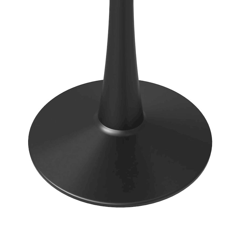 Table à manger ronde avec plateau en pierre frittée et piètement noir