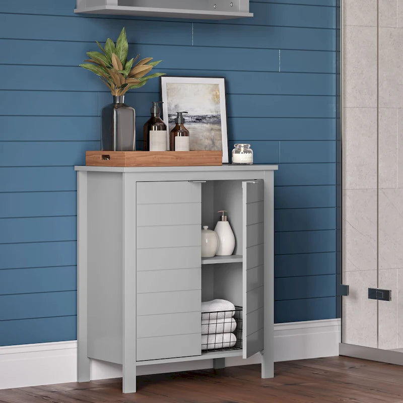 Meuble de rangement de salle de bain et de buanderie à deux portes avec étagères réglables