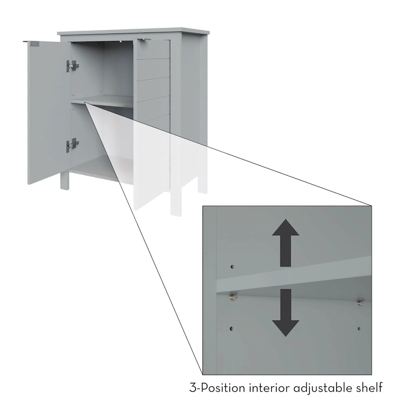 Meuble de rangement de salle de bain et de buanderie à deux portes avec étagères réglables