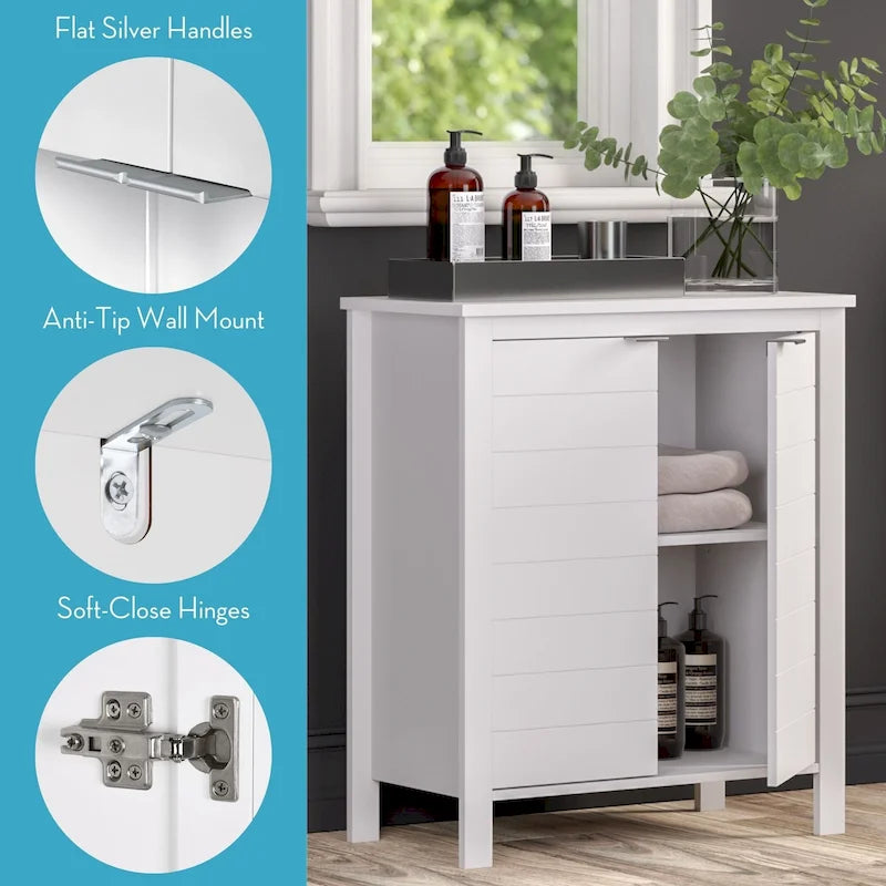 Meuble de rangement de salle de bain et de buanderie à deux portes avec étagères réglables