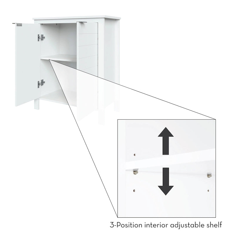 Meuble de rangement de salle de bain et de buanderie à deux portes avec étagères réglables