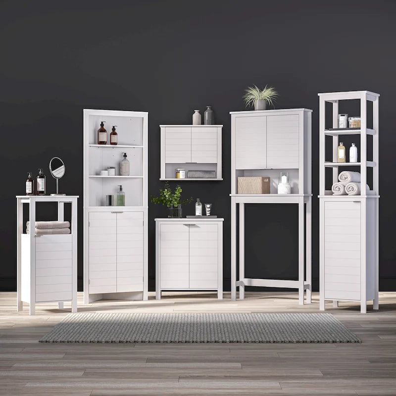 Meuble de rangement de salle de bain et de buanderie à deux portes avec étagères réglables