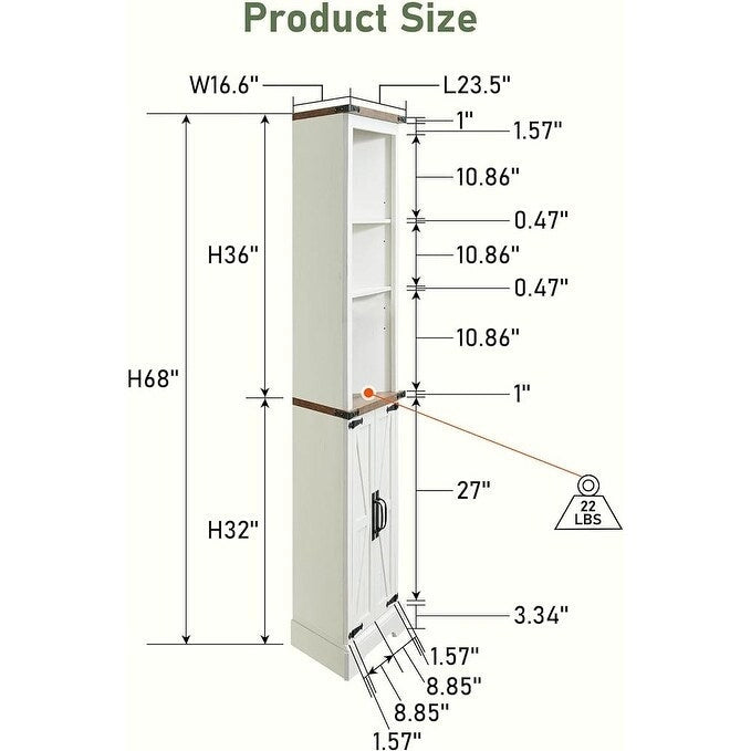Armoire d'angle haute de style ferme, meuble de rangement
