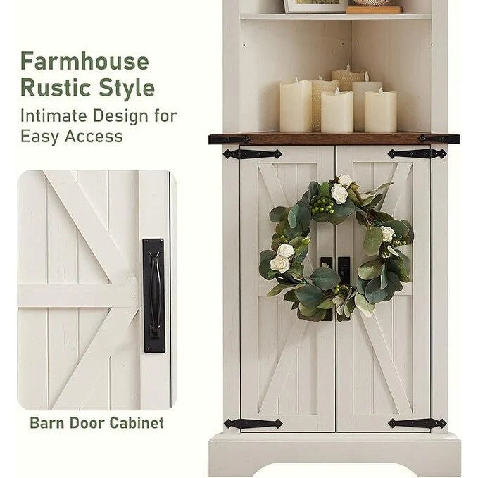 Armoire d'angle haute de style ferme, meuble de rangement