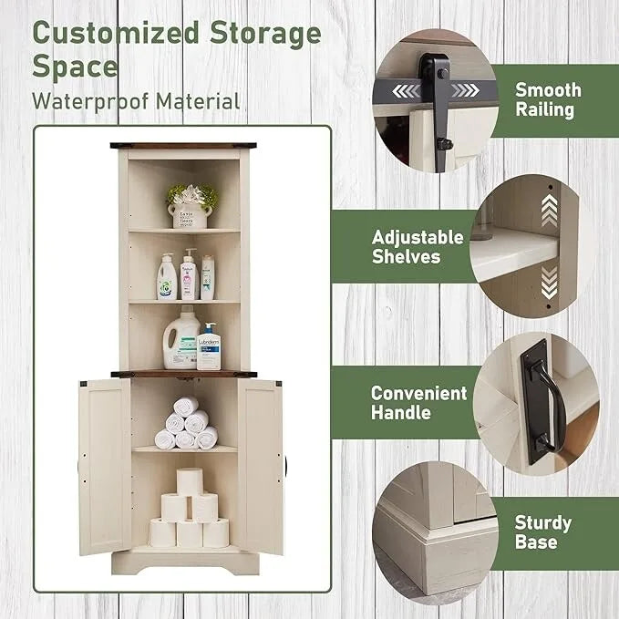 Armoire d'angle haute de style ferme, meuble de rangement