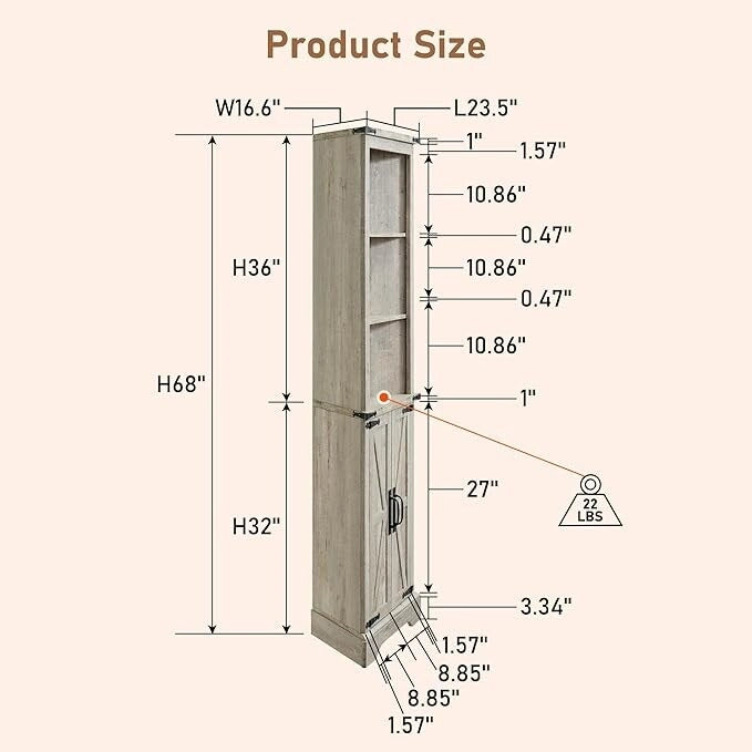 Armoire d'angle haute de style ferme, meuble de rangement