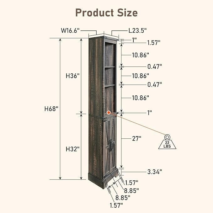 Armoire d'angle haute de style ferme, meuble de rangement
