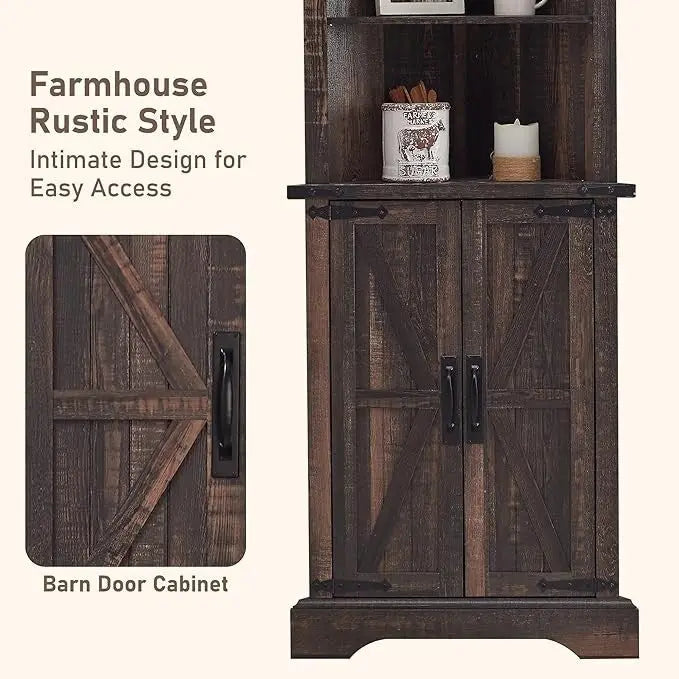 Armoire d'angle haute de style ferme, meuble de rangement