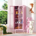 67 Armoire de présentation haute en verre avec portes en verre et 4 étagères réglables