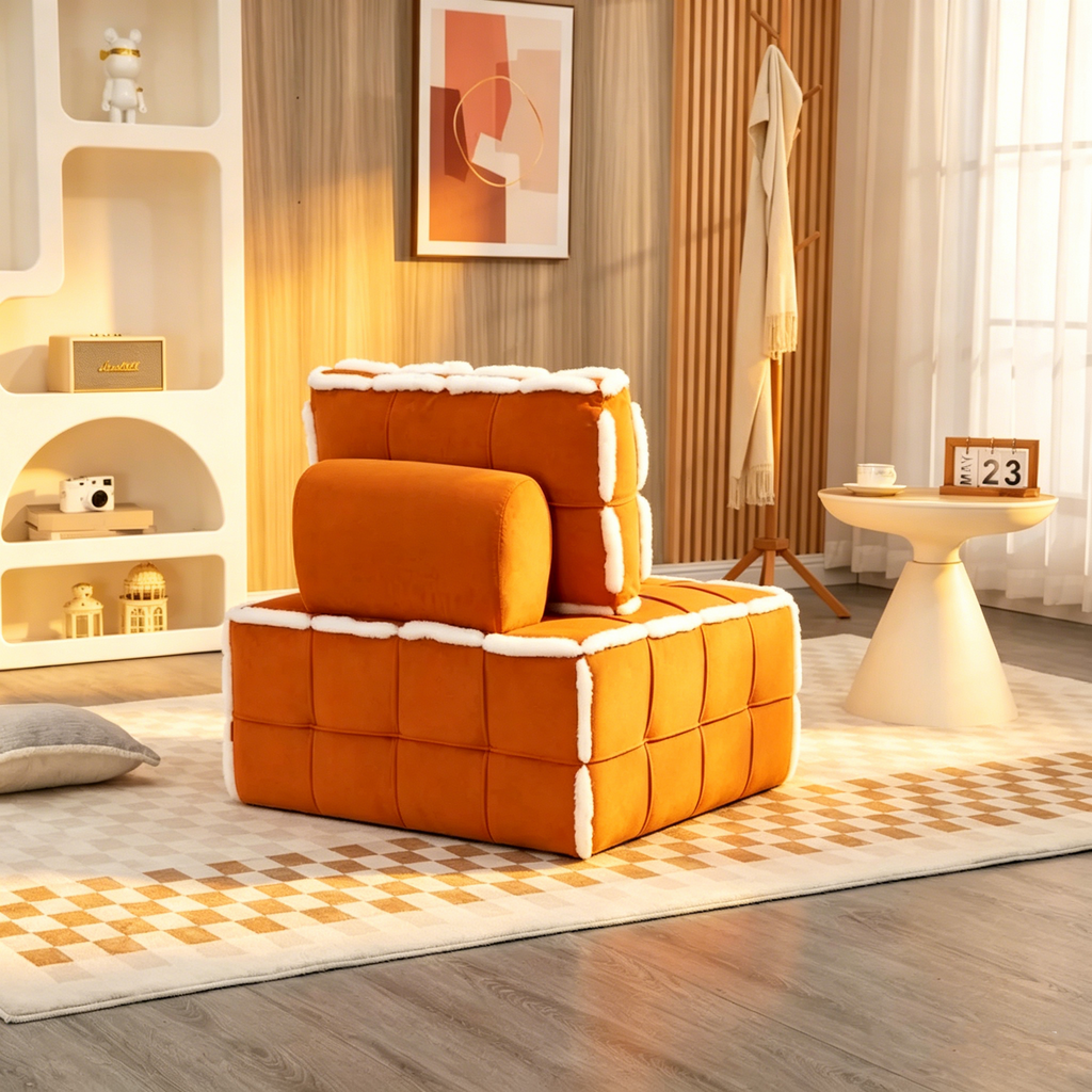 Fauteuil rembourré sans accoudoirs à assise profonde, canapé paresseux simple