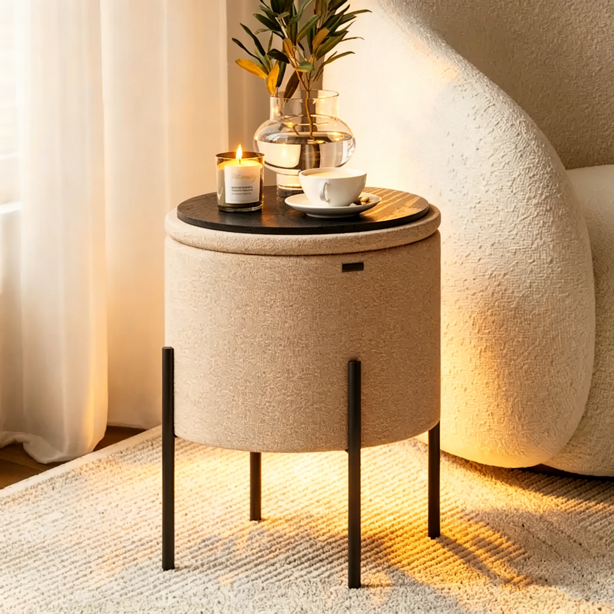 Repose-pieds de rangement rond