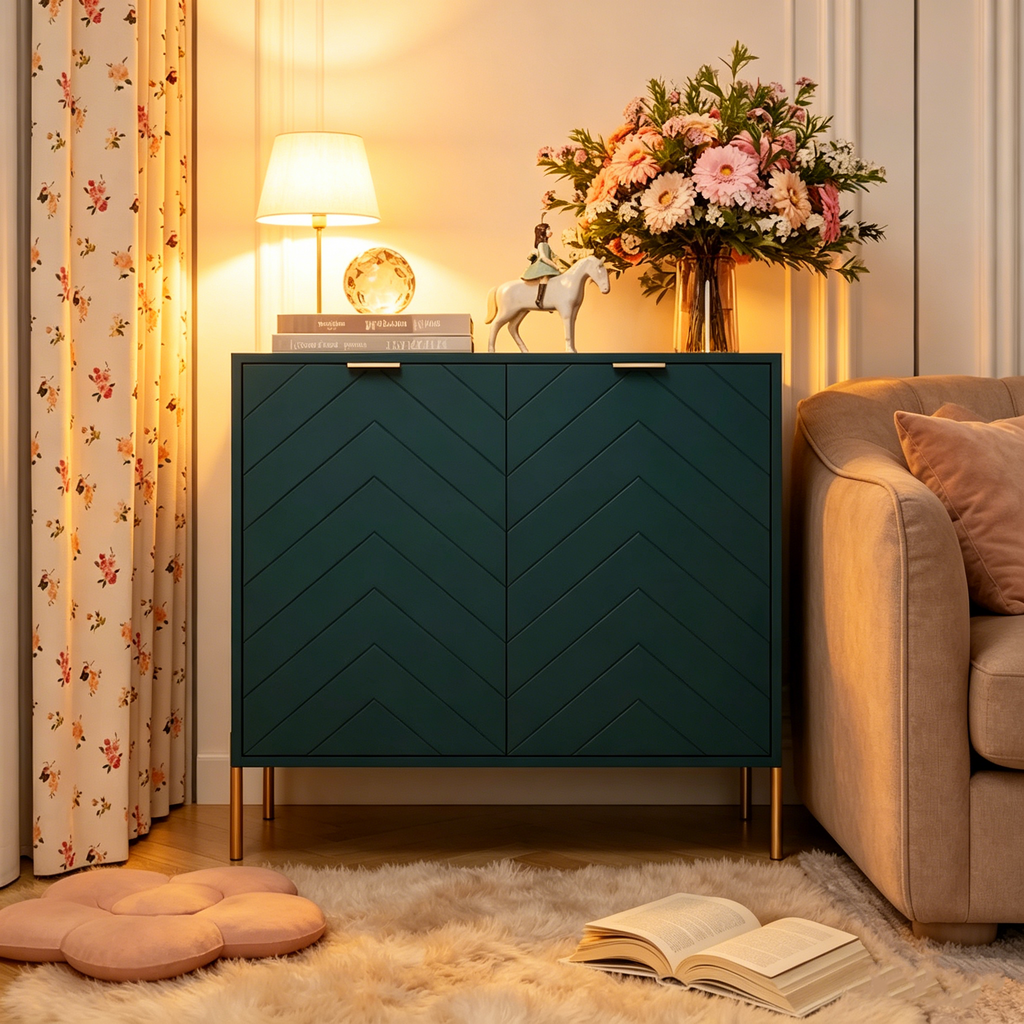 Buffet décoratif double porte pour supports de rangement